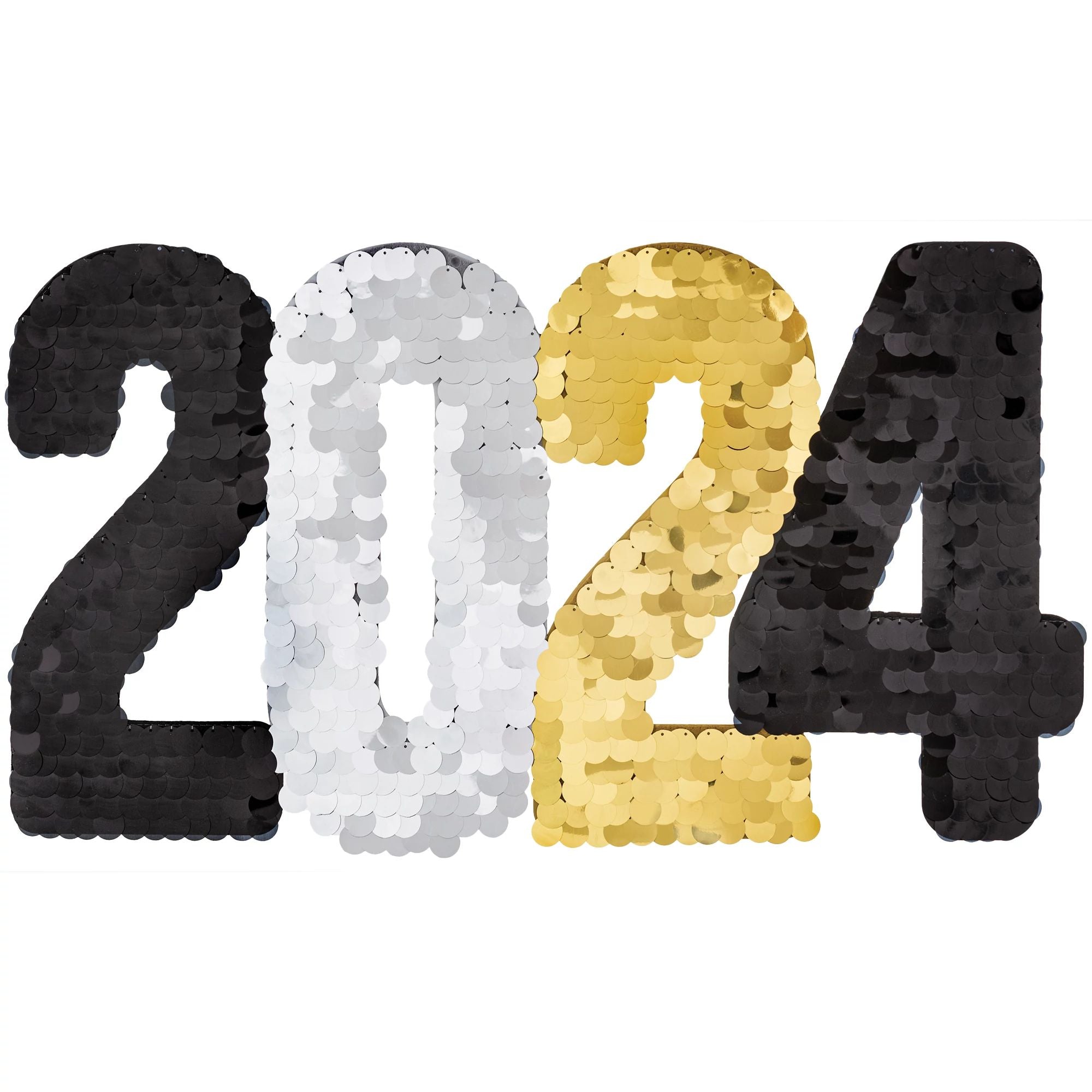 Amscan HOLIDAY: NEW YEAR'S 2024 Jumbo Paillette Cutout - Black, Silver, Gold