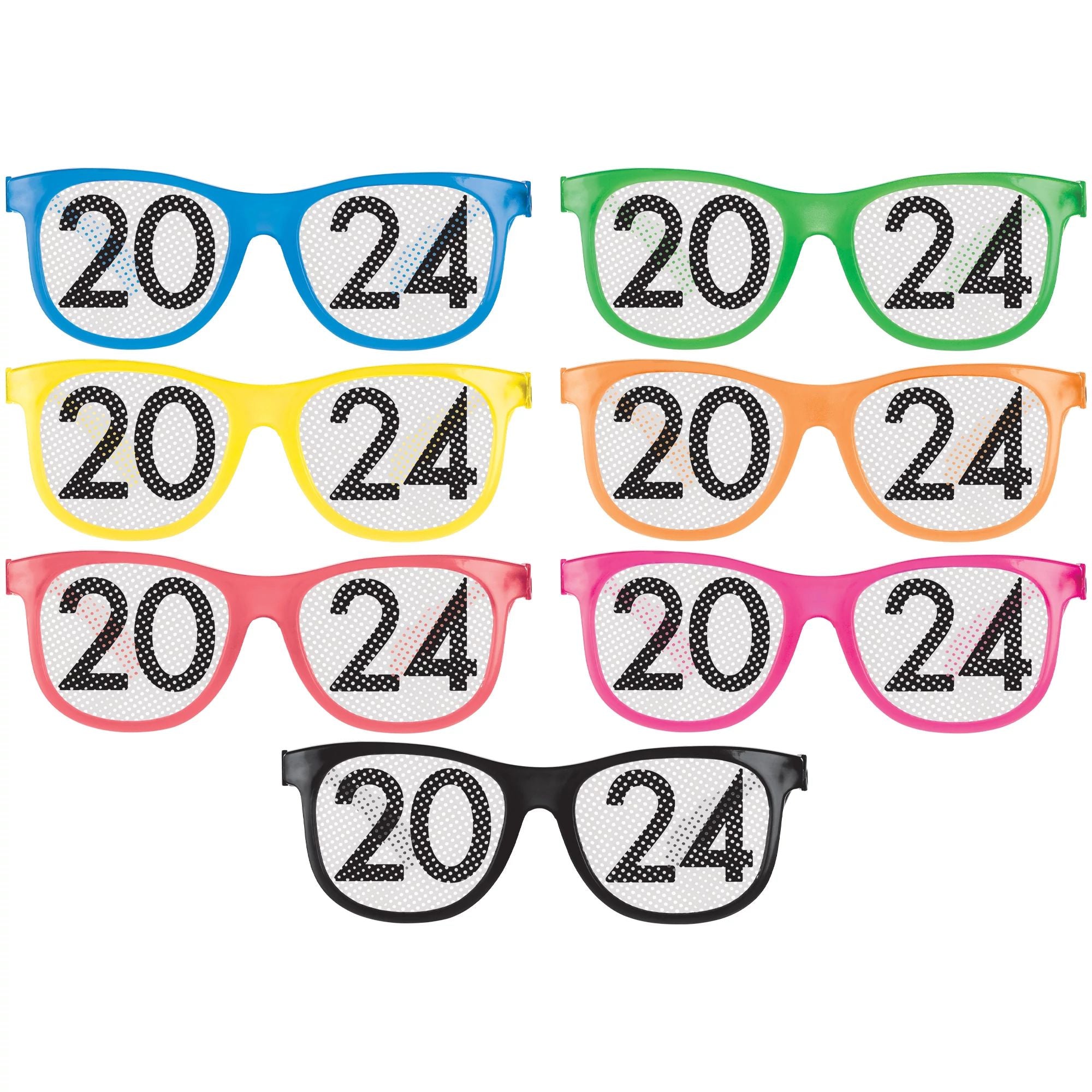 Amscan HOLIDAY: NEW YEAR'S 2024 Printed Plastic Glasses - Colorful