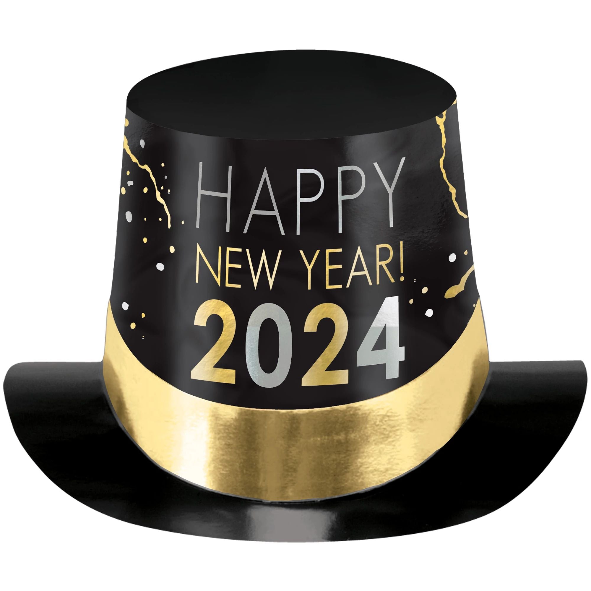 Amscan HOLIDAY: NEW YEAR'S 2024 Top Hat - Black, Silver, Gold