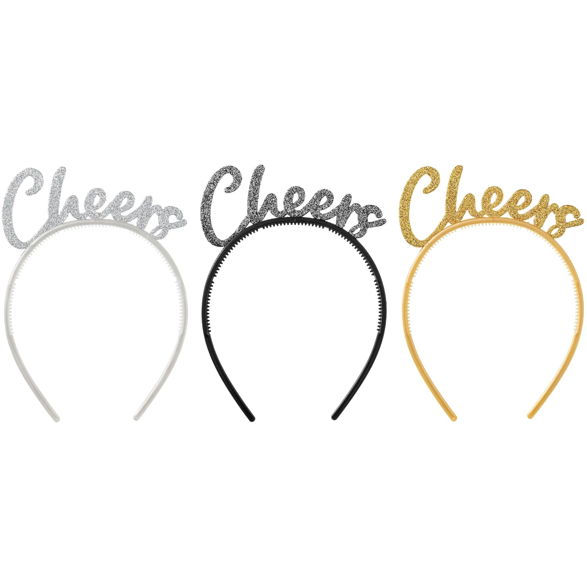 Amscan HOLIDAY: NEW YEAR'S "Cheers" Headbands - Black, Silver, Gold