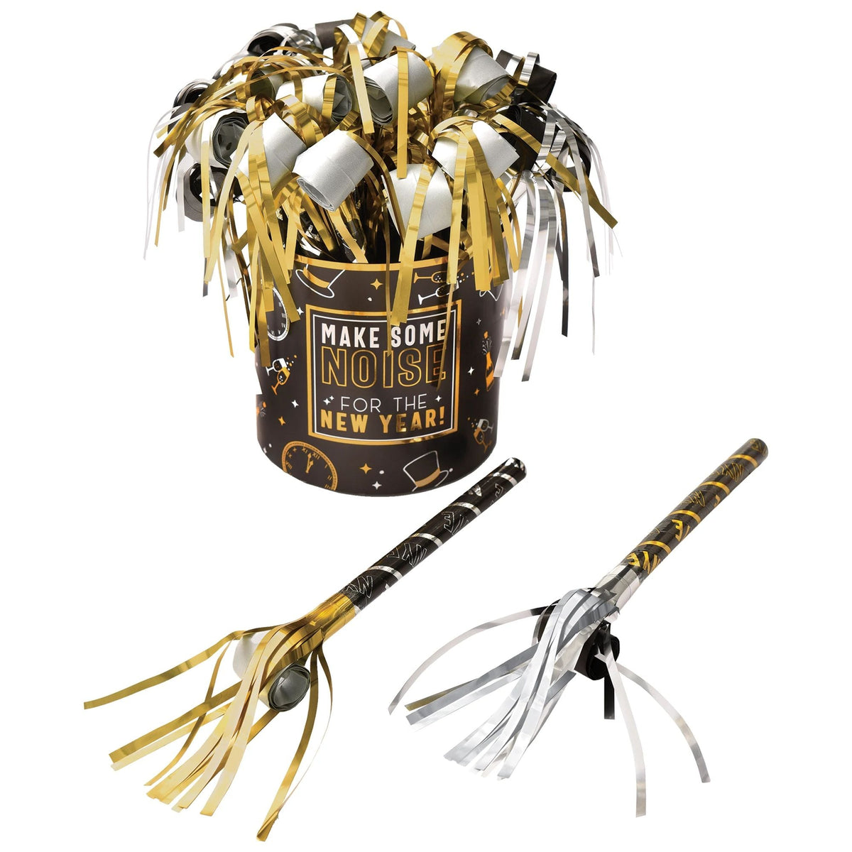 Amscan HOLIDAY: NEW YEAR&#39;S Deluxe Blowouts Centerpiece - Black, Silver, Gold