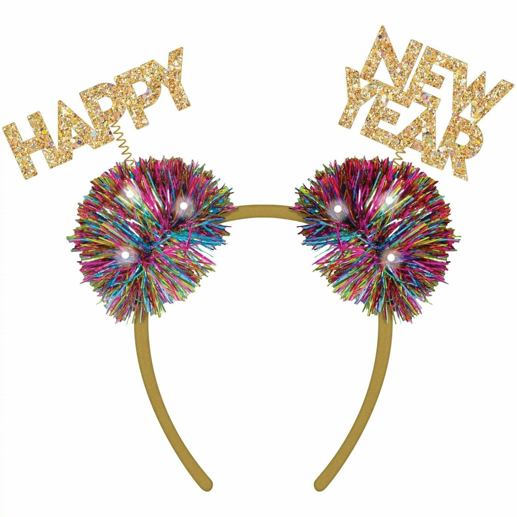 Amscan HOLIDAY: NEW YEAR'S Happy New Year Colorful Confetti Pom Pom Headband
