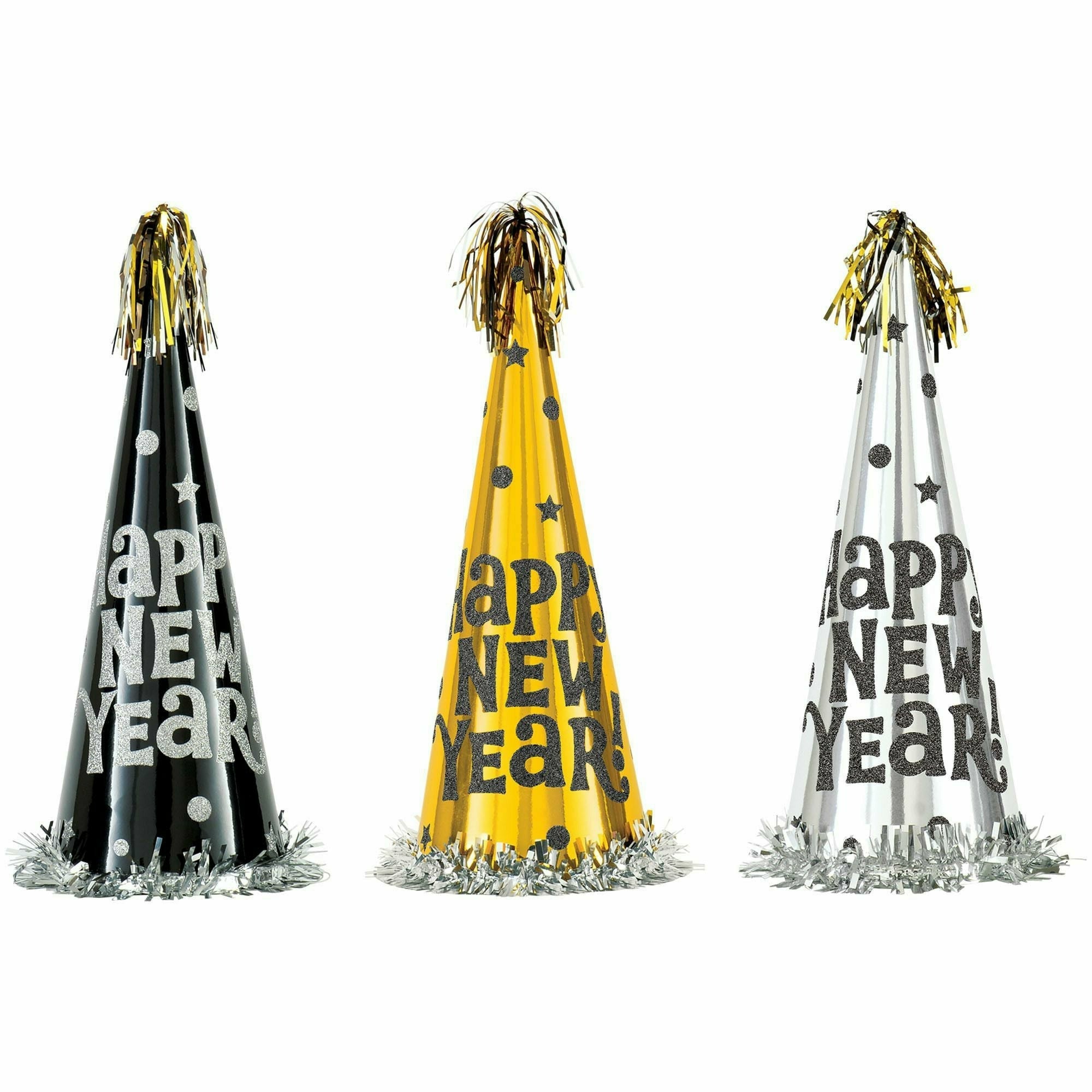 Amscan HOLIDAY: NEW YEAR'S Happy New Year Large Cone Hats Assortment