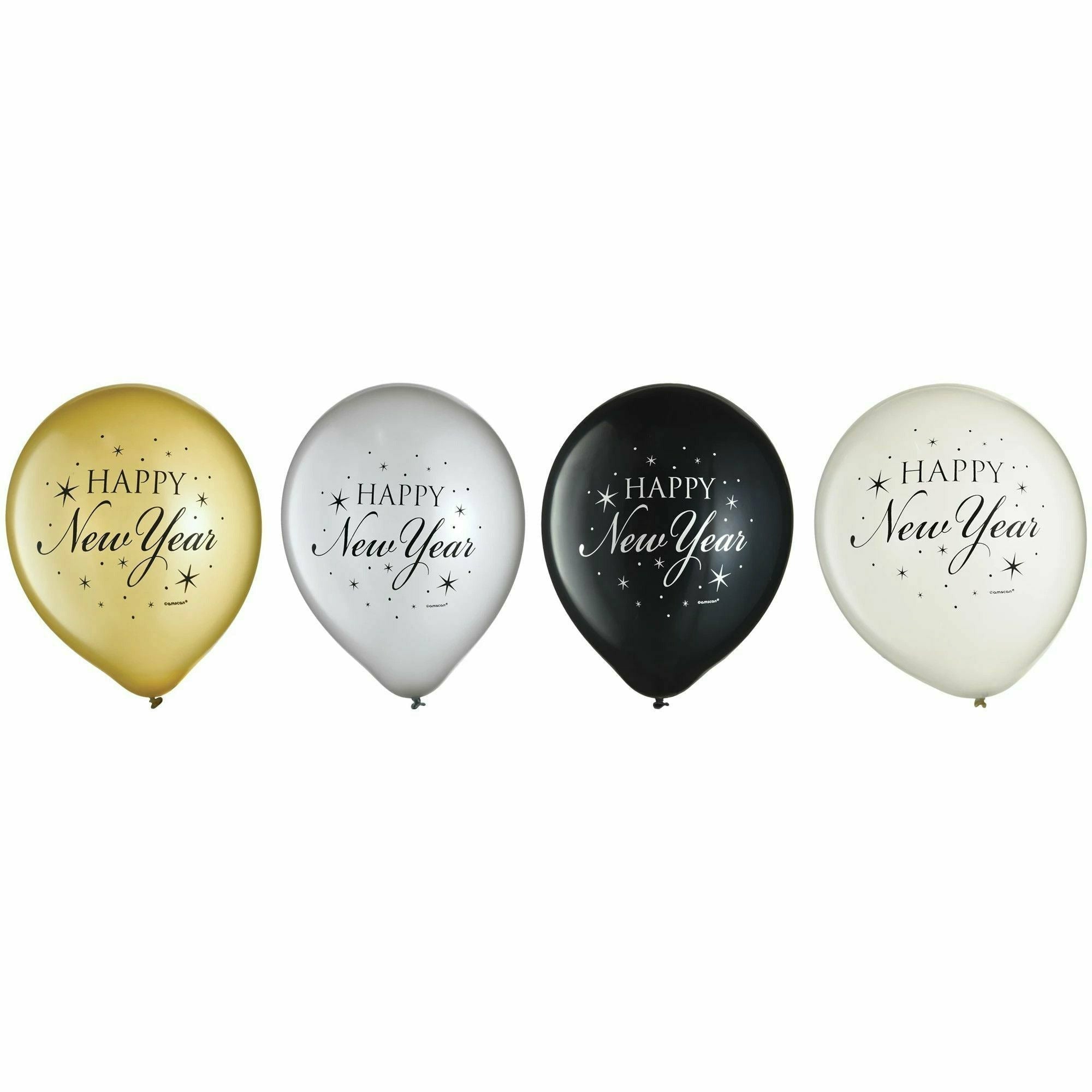 Amscan HOLIDAY: NEW YEAR'S Happy New Year Latex Balloons - Black, Silver & Gold