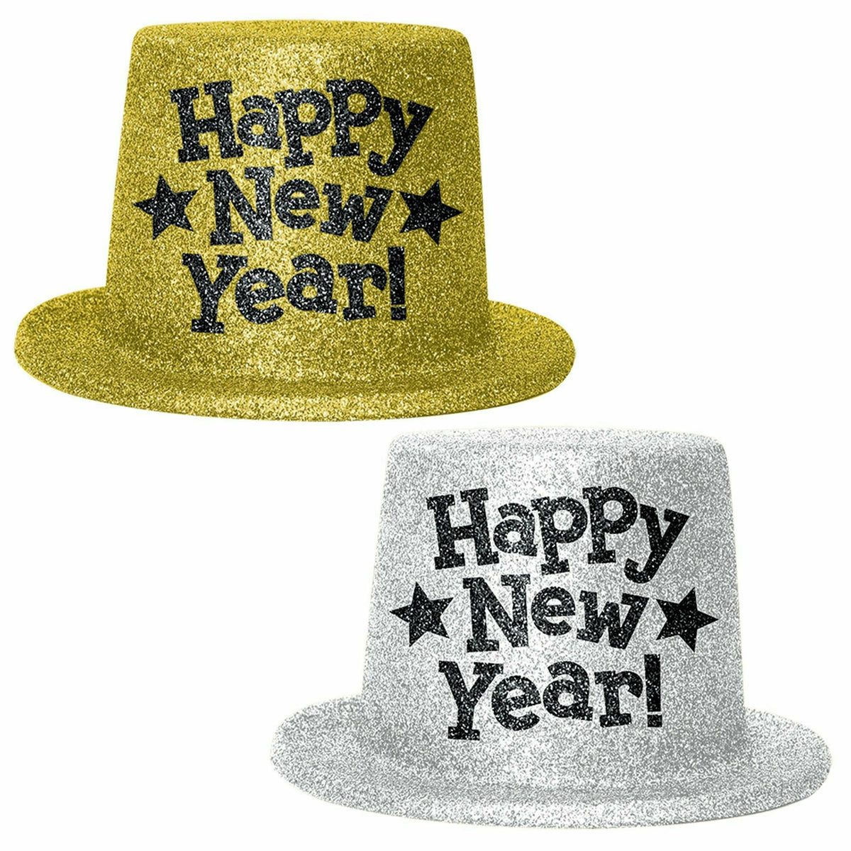 Amscan HOLIDAY: NEW YEAR&#39;S Happy New Year Top Hats - Silver &amp; Gold