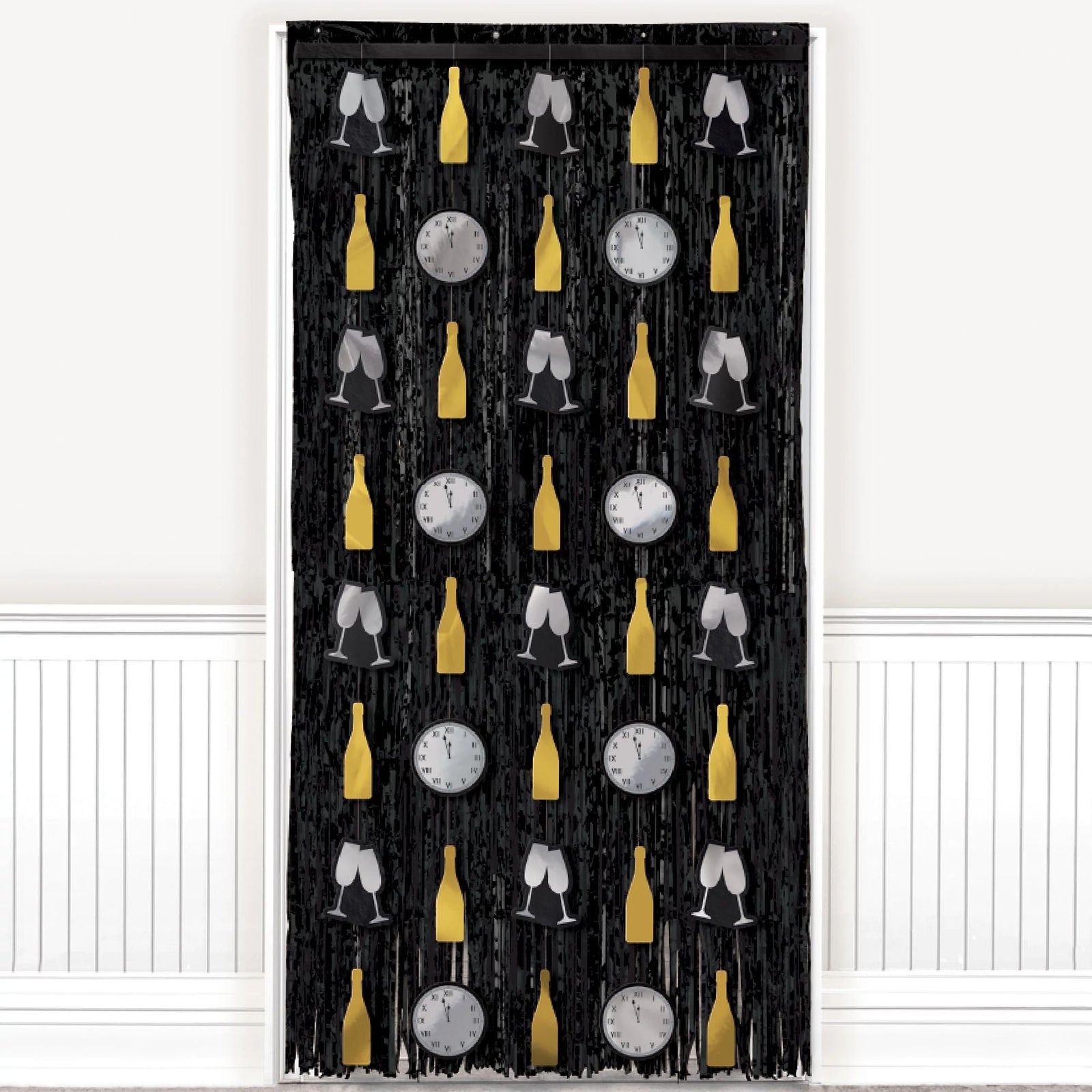 Amscan HOLIDAY: NEW YEAR'S New Year's Door Curtain - Black, Silver, Gold