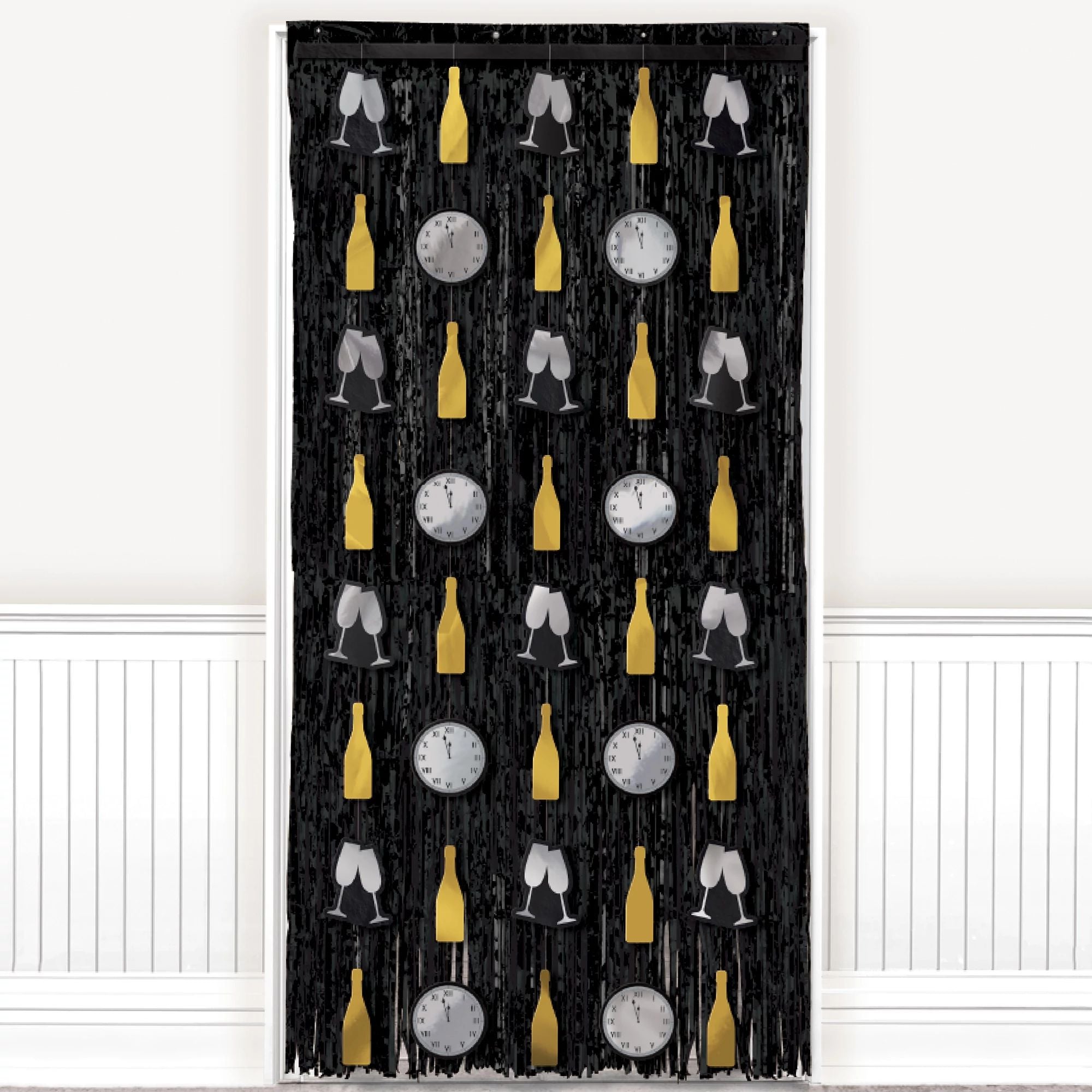 Amscan HOLIDAY: NEW YEAR'S New Year's Door Curtain - Black, Silver, Gold