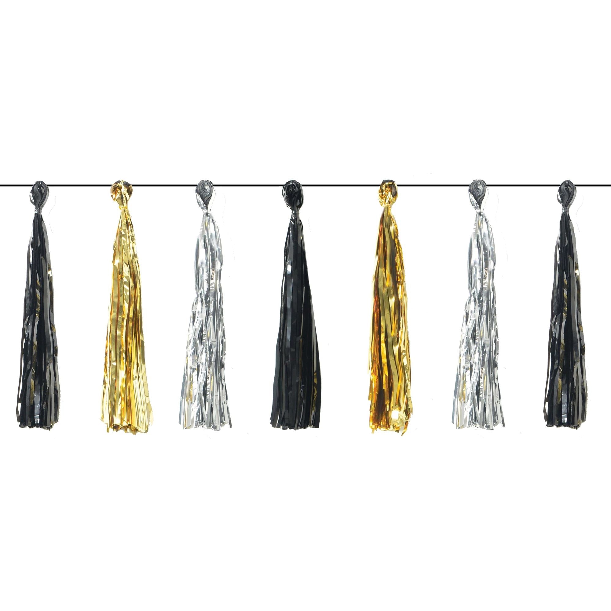 Amscan HOLIDAY: NEW YEAR'S New Year's Foil Tassel Garland - Black, Silver, Gold