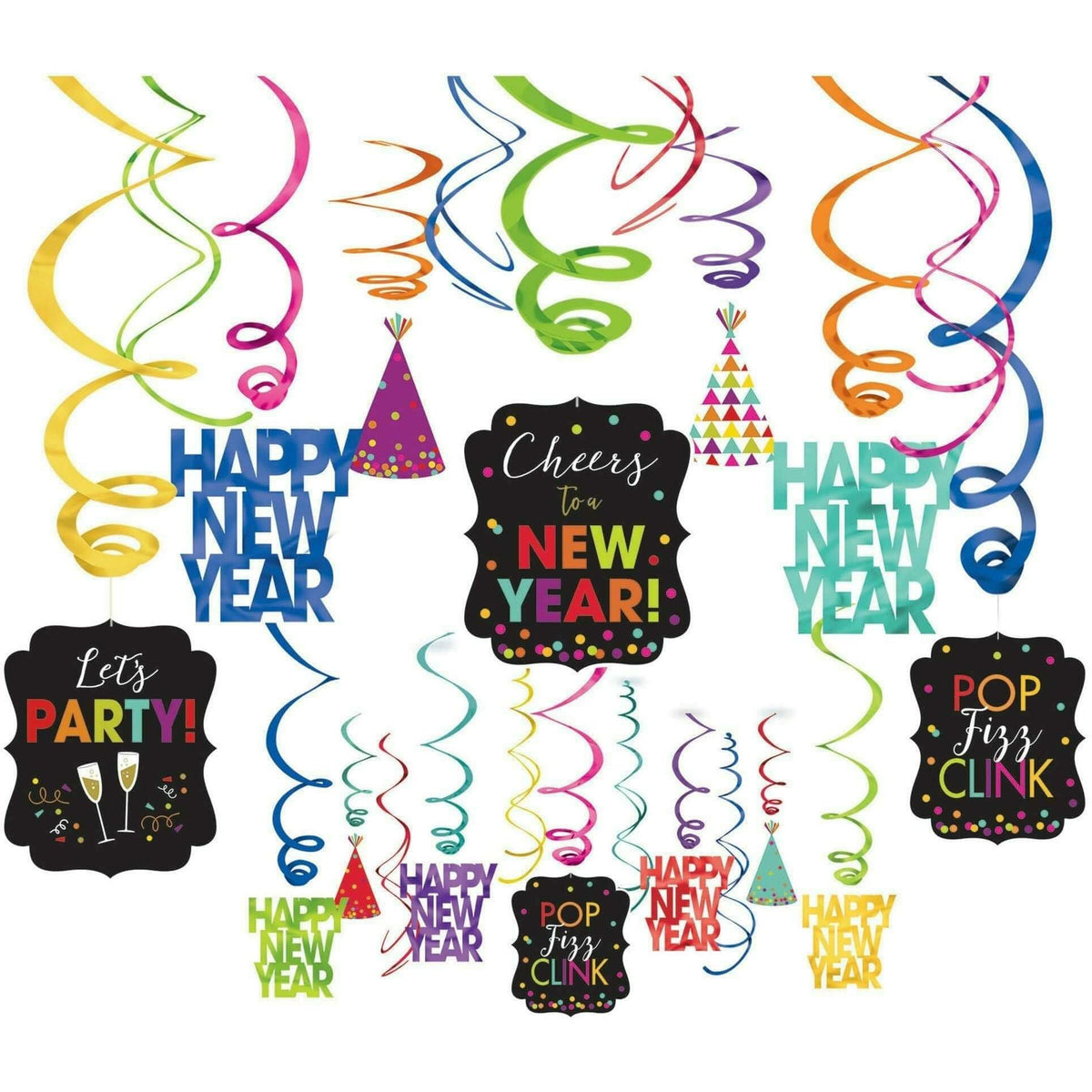 Amscan HOLIDAY: NEW YEAR&#39;S New Year&#39;s Mega Value Pack Foil Swirls - Jewel Tone