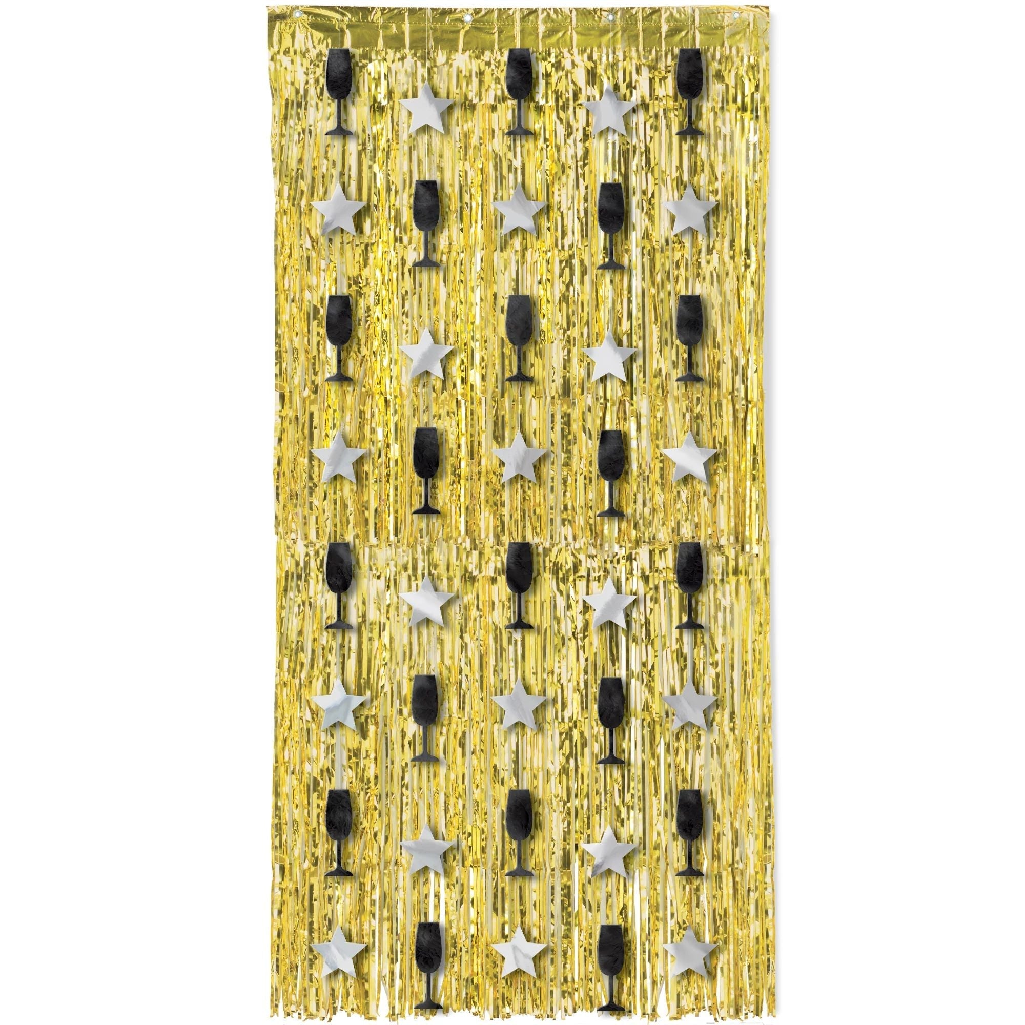 Amscan HOLIDAY: NEW YEAR'S New Years Doorway Curtain - Black, Silver, Gold