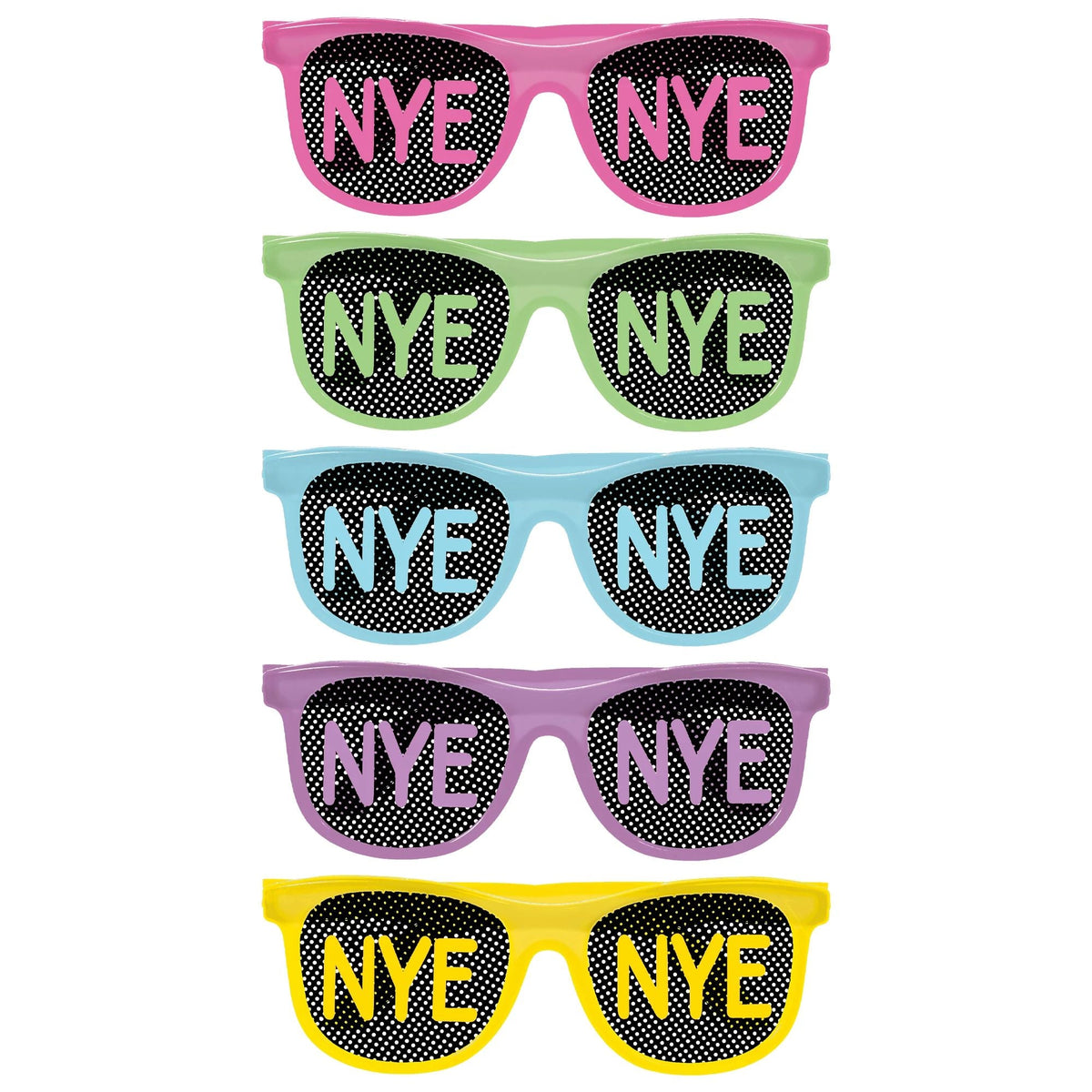 Amscan HOLIDAY: NEW YEAR&#39;S NYE Printed Plastic Glow In The Dark Glasses - Colorful