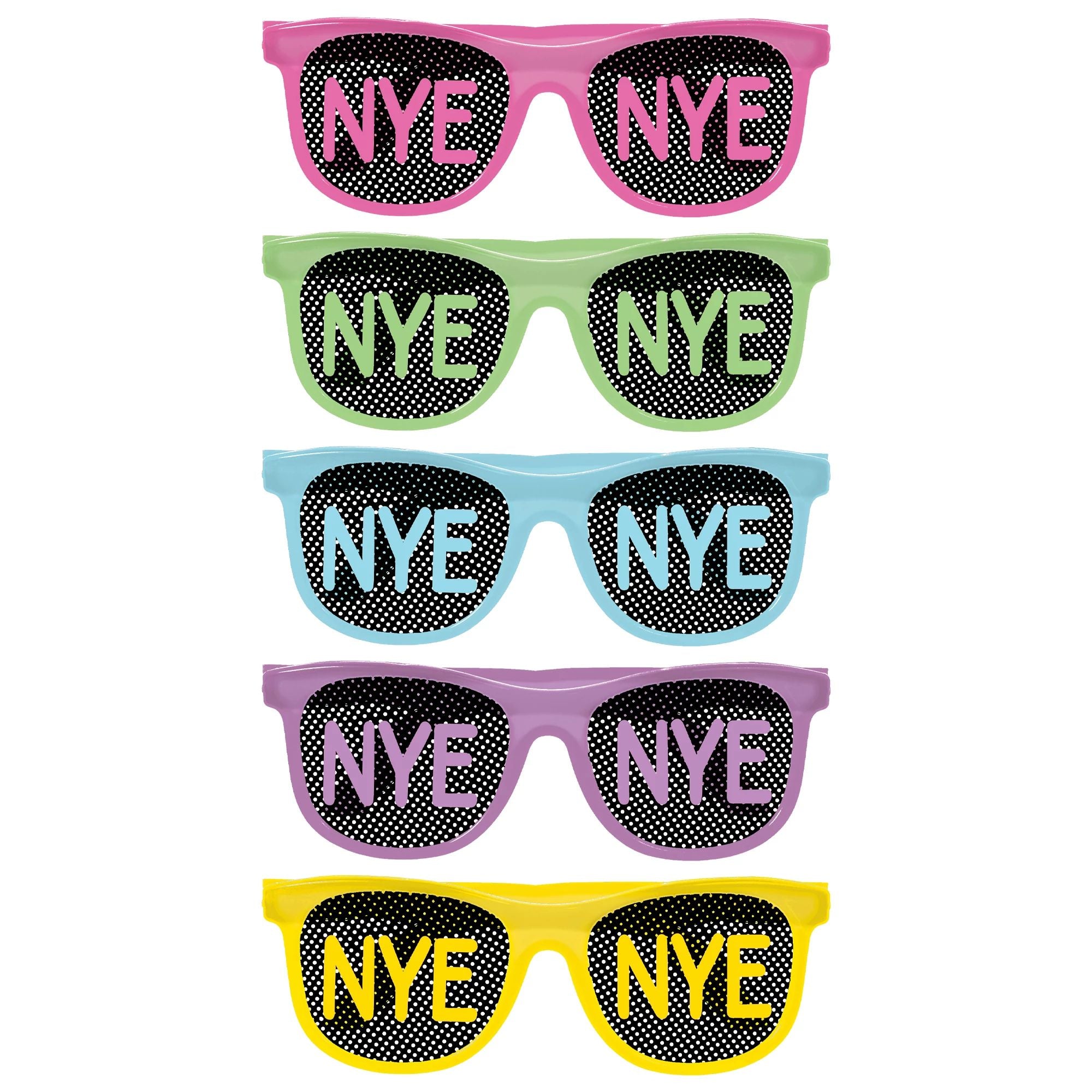 Amscan HOLIDAY: NEW YEAR'S NYE Printed Plastic Glow In The Dark Glasses - Colorful