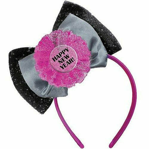 Amscan HOLIDAY: NEW YEAR'S Pink & Black Happy New Year Bow Headband