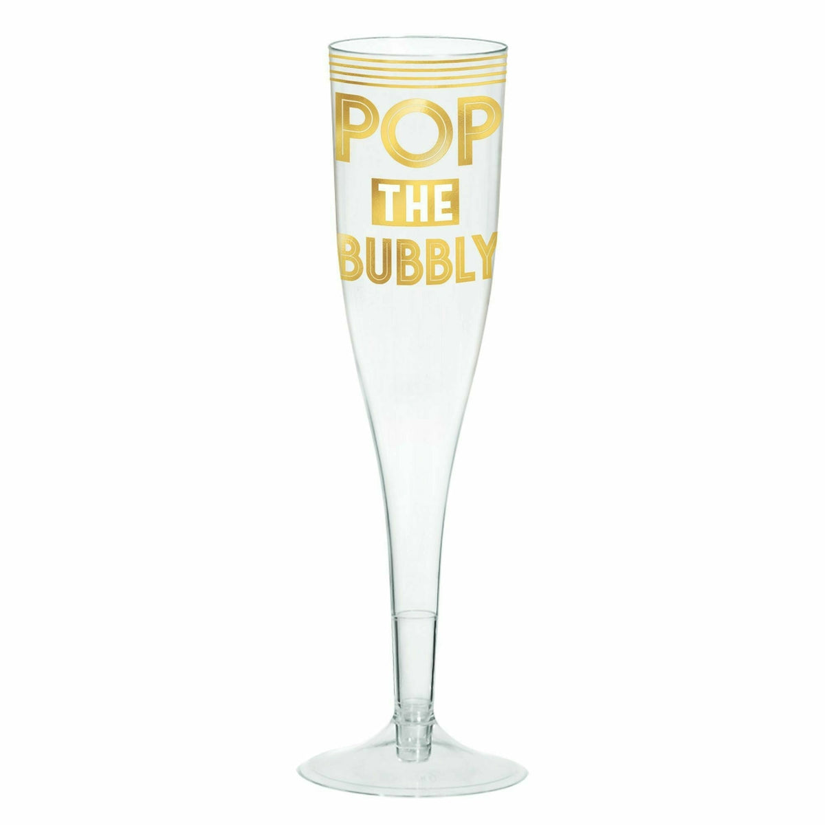 Amscan HOLIDAY: NEW YEAR&#39;S Pop The Bubbly Champagne Glasses, Hot-Stamped, Multi-Pack