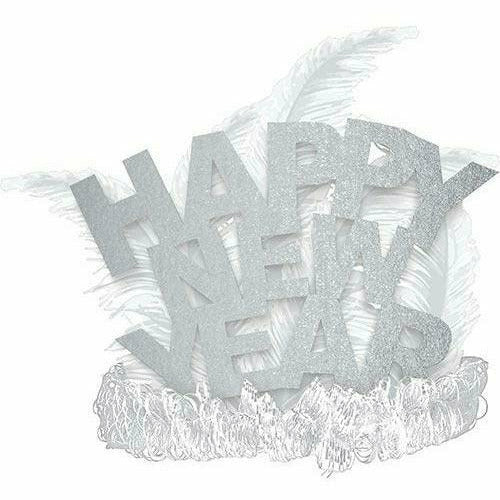 Amscan HOLIDAY: NEW YEAR&#39;S Silver Happy New Year Feather Tiara