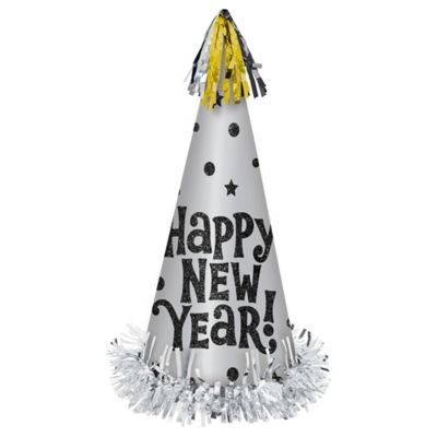 Amscan HOLIDAY: NEW YEAR'S Silver Happy New Years Large Cone Hat
