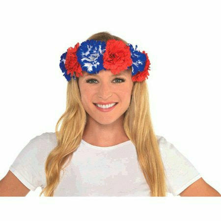 Amscan HOLIDAY: PATRIOTIC 4th of July Red White and Blue Flower Head Wreath