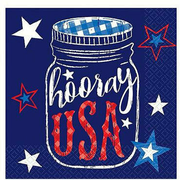 Amscan HOLIDAY: PATRIOTIC Patriotic Hooray USA Beverage Napkins 36ct