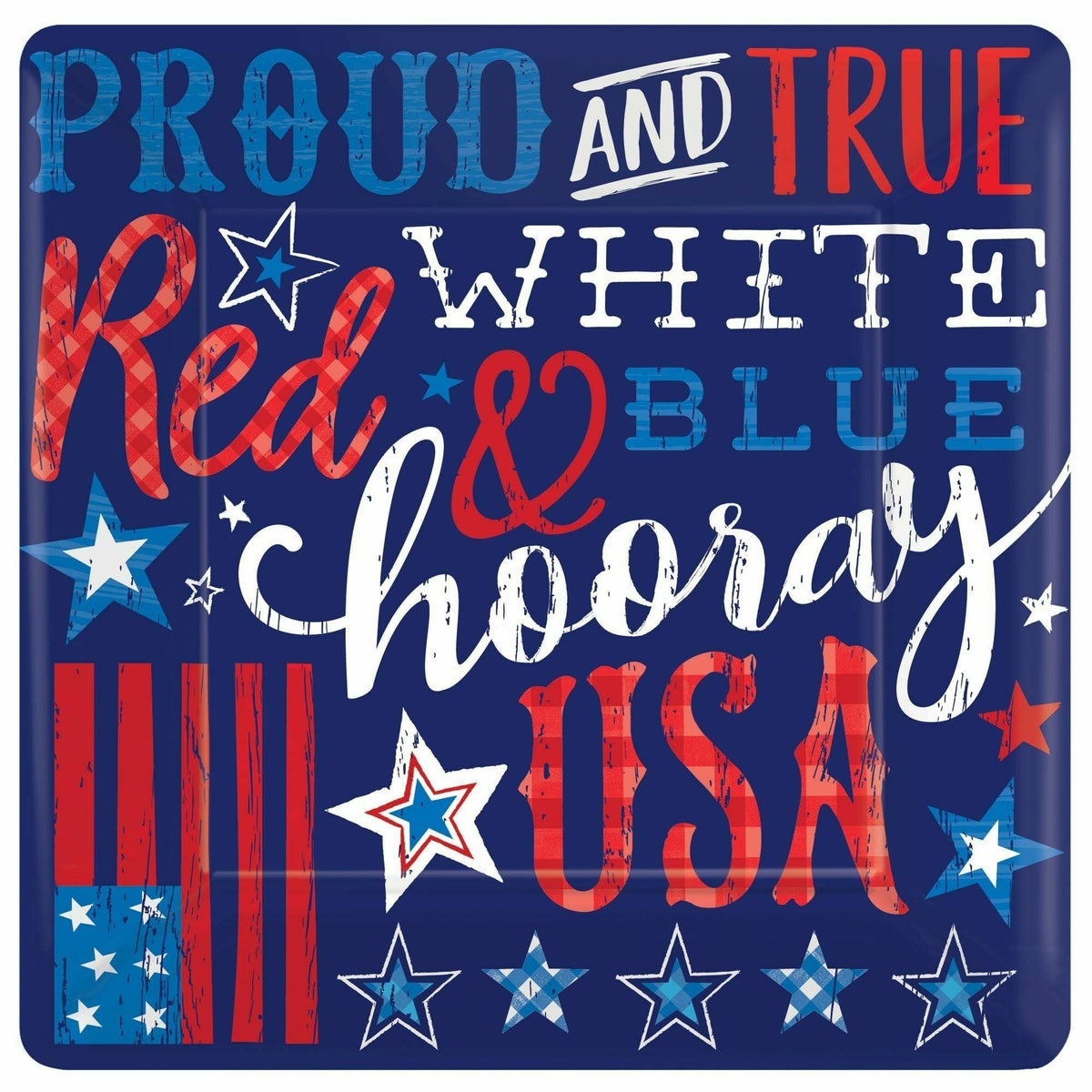 Amscan HOLIDAY: PATRIOTIC Proud &amp; True Square Plates 18ct