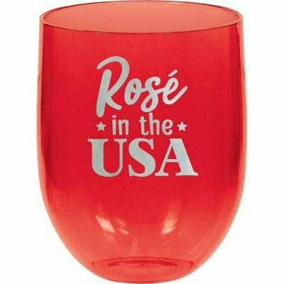 Amscan HOLIDAY: PATRIOTIC Rose in the USA Stemless Wine Glass