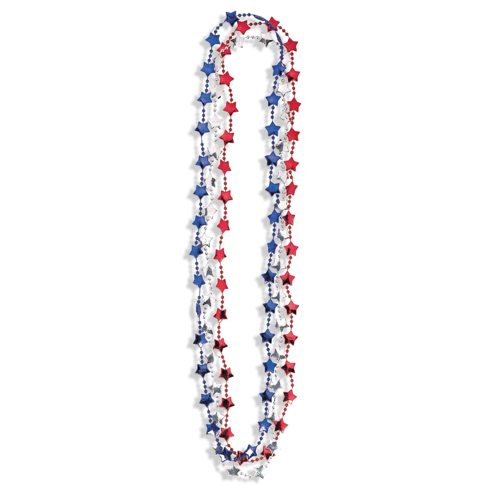 Amscan HOLIDAY: PATRIOTIC Stars Bead Necklaces - Red, White, Blue