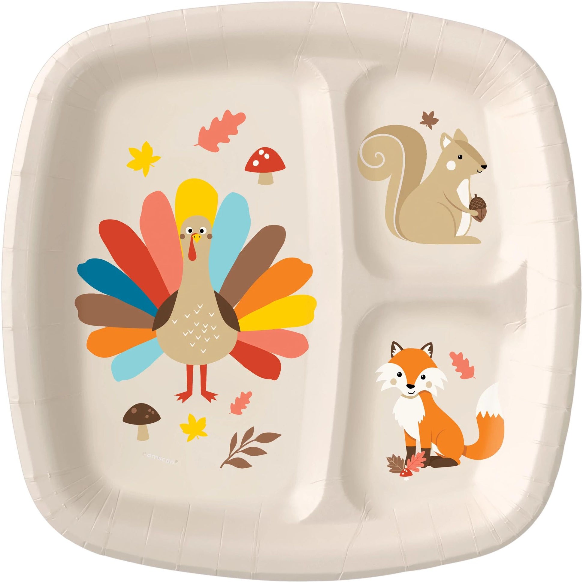 Amscan HOLIDAY: THANKSGIVING Happy Turkey Day Kids Divided Paper Plates