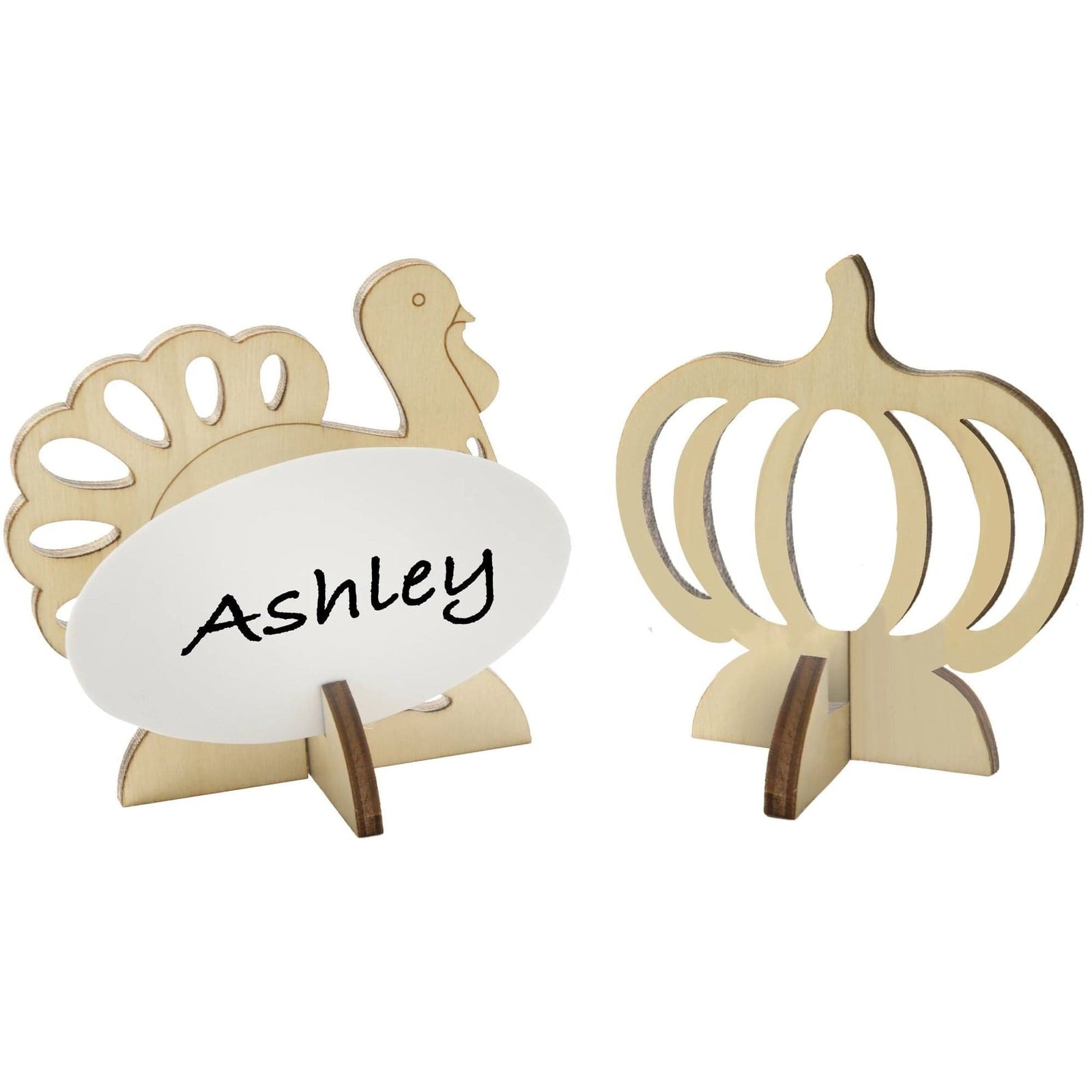 Amscan HOLIDAY: THANKSGIVING Pumpkin & Turkey Wood Cutout Nametag Holders