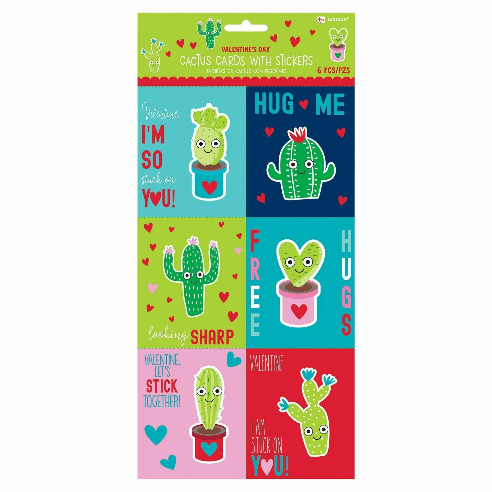 Amscan HOLIDAY: VALENTINES Cactus Valentine Cards w/Puffy Sticker