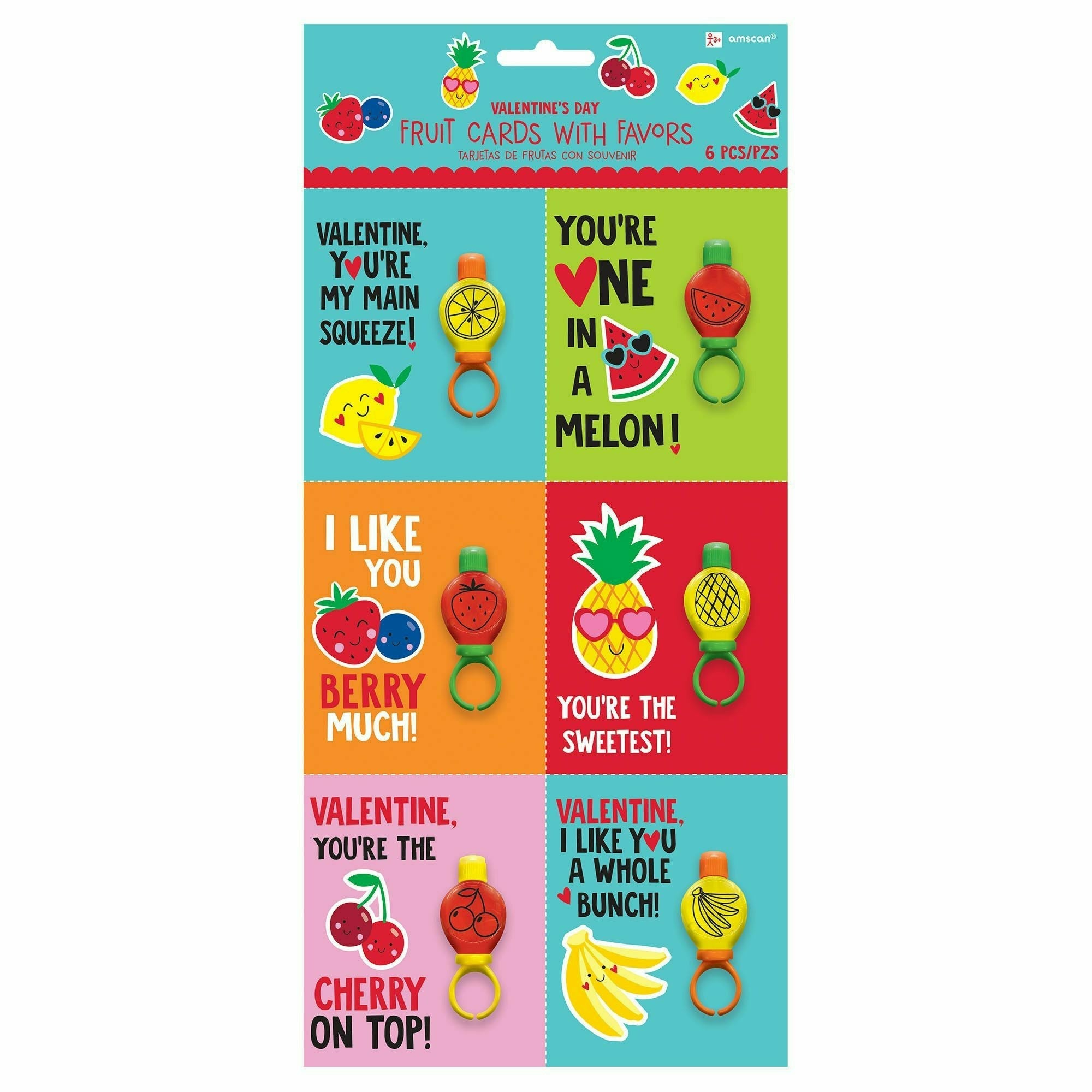 Amscan HOLIDAY: VALENTINES Fruit Valentine Cards w/ Bubble Ring
