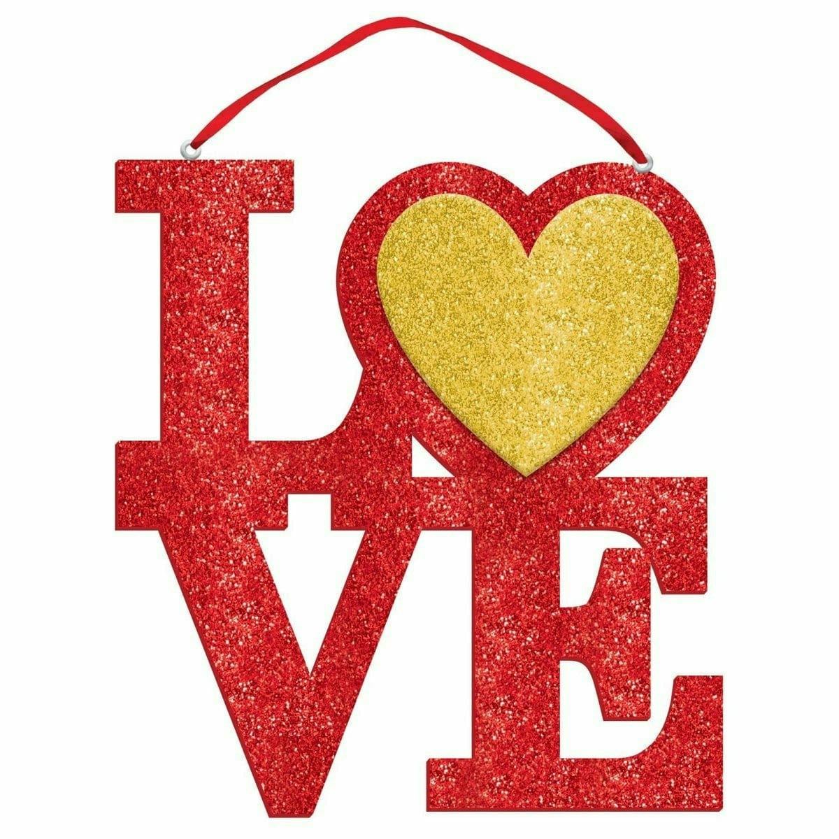 Amscan HOLIDAY: VALENTINES Glitter L-O-V-E Hanging Sign, 10&quot; X 9.25&quot;