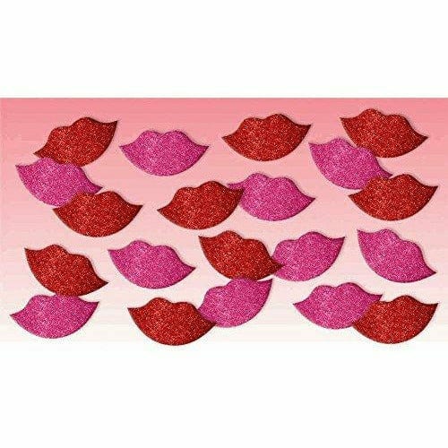 Amscan HOLIDAY: VALENTINES Glitter Lips Stickers Valentine's Day Party Favours or Decoration (60 Pack), Red/Pink, 3/4" X 1 Mm. Decoration