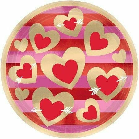 Amscan HOLIDAY: VALENTINES Heart of Gold Red Pink Valentine's Day Holiday Party 9" Paper Dinner