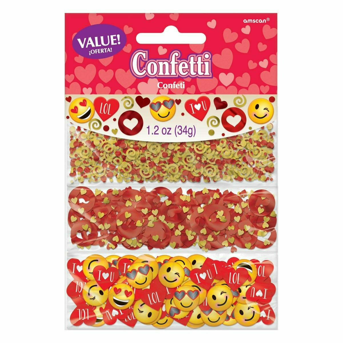 Amscan HOLIDAY: VALENTINES Heart & Smiley Confetti Valentine's Day