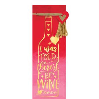Amscan HOLIDAY: VALENTINES I Was Told There'd Be Wine Valentine's Day Bottle Bag with Gift Tags