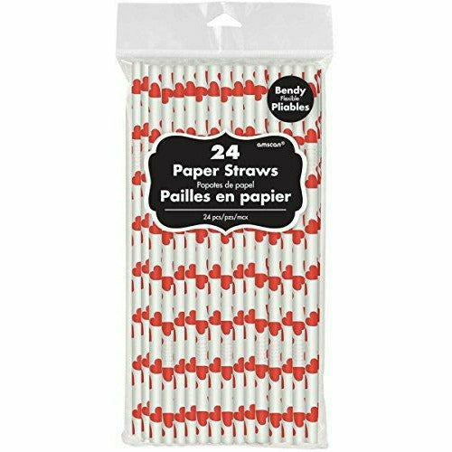 Amscan HOLIDAY: VALENTINES Paper Straws Heart Valentine's Day-24 Pcs