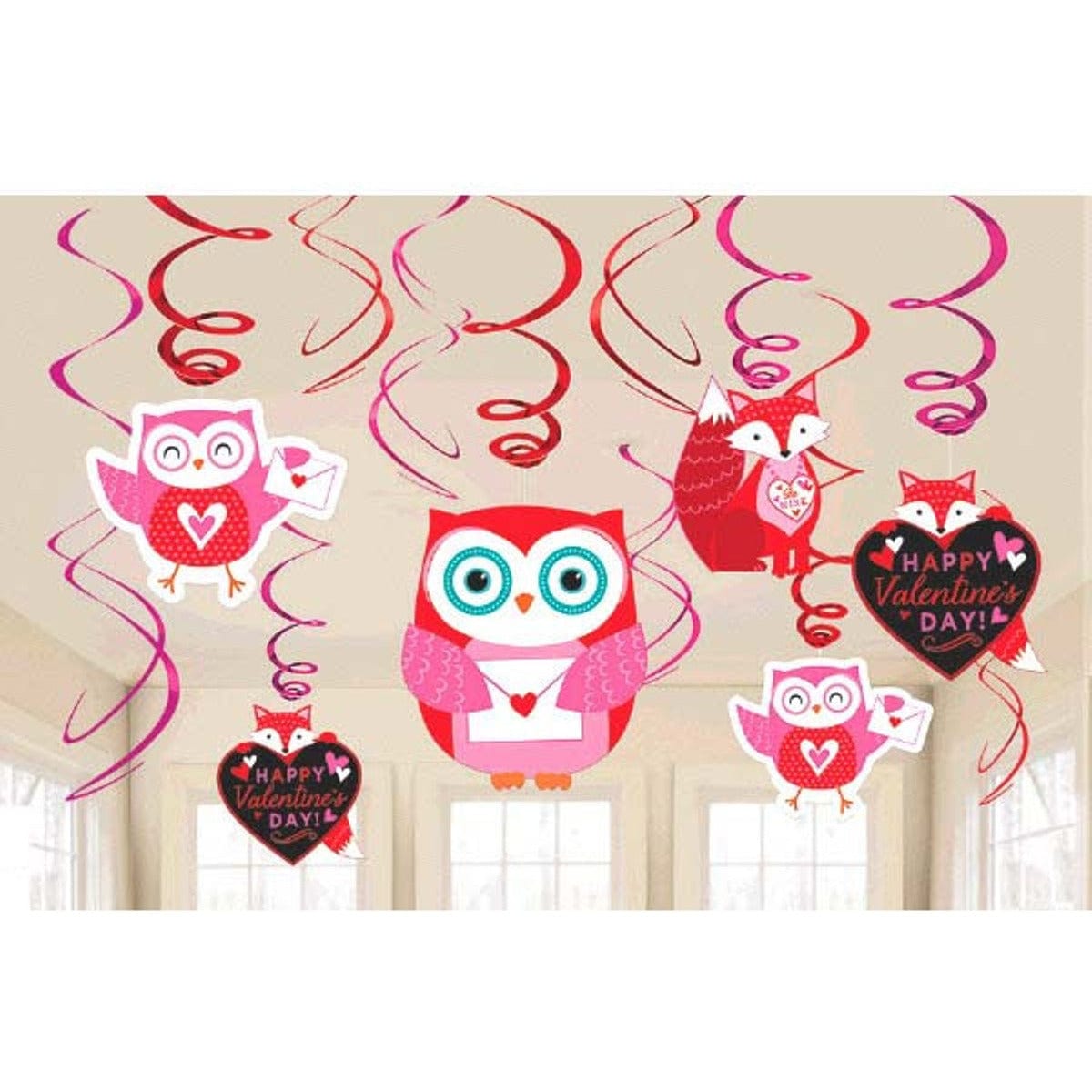 Amscan HOLIDAY: VALENTINES Woodland Friends Valentines Day Hanging Swirls Decorations