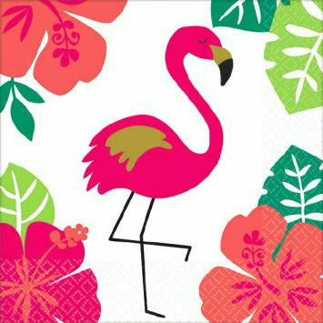 Amscan LUAU Aloha Flamingo Beverage Napkins