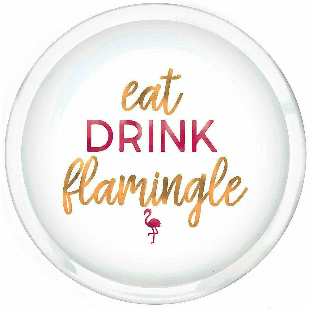 Amscan LUAU Eat Drink Flamingle Round Platter