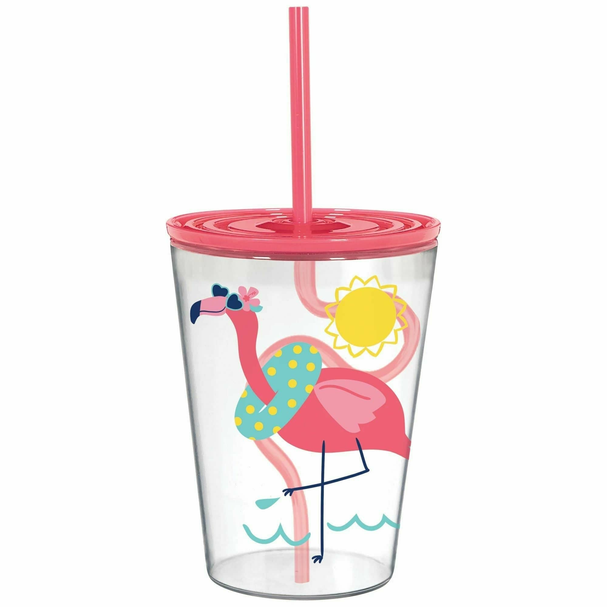 Amscan LUAU Flamingo Shark Tumbler with Silly Straw