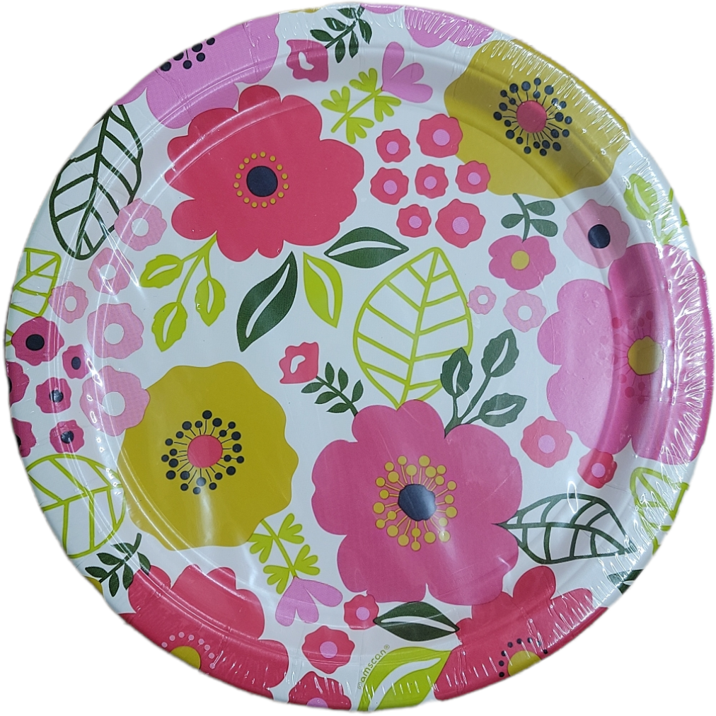 Amscan LUAU Floral Coral Dinner Plates