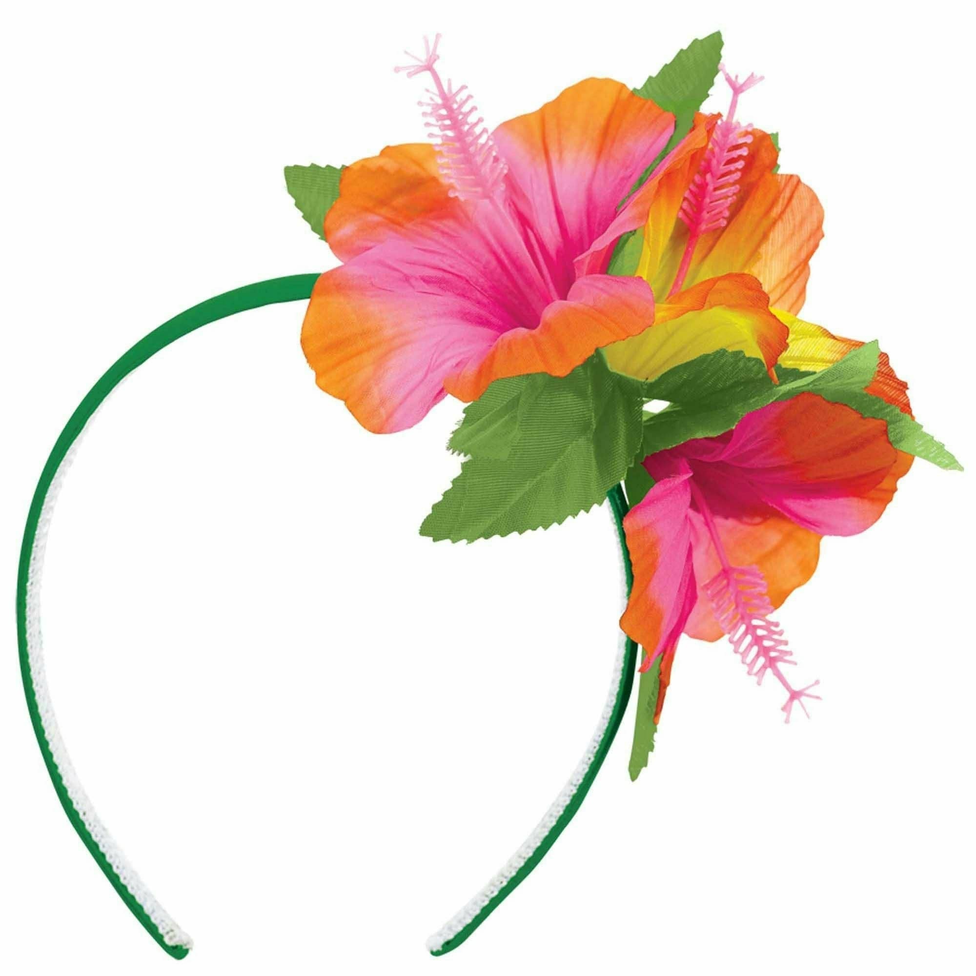 Amscan LUAU Hibiscus Headband w/ Fabric Flowers