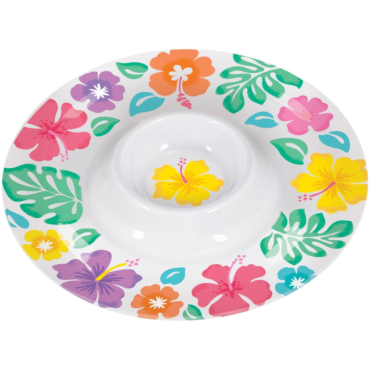 Amscan LUAU Hibiscus Melamine Chip &amp; Dip Tray