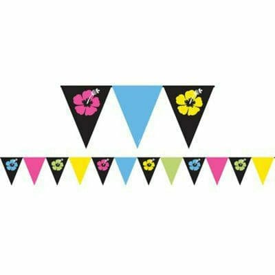 Amscan LUAU Hibiscus Pennant Banner - Neon