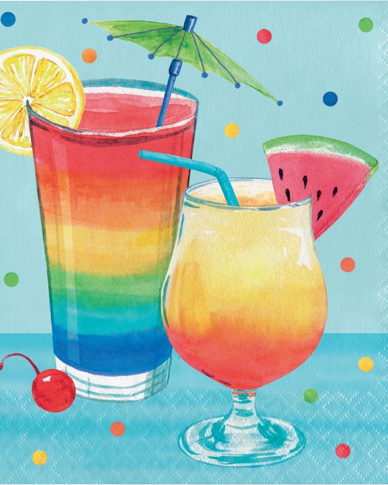Amscan LUAU Summer Cocktails Luncheon Napkins (Pack of 16)