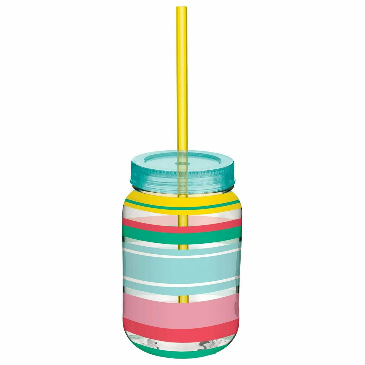 Amscan LUAU Summer Stripe Mason Cup with Straw