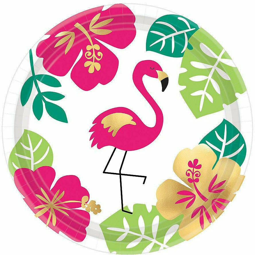 Amscan LUAU You Had Me at Aloha Flamingo Dessert Plates 8ct