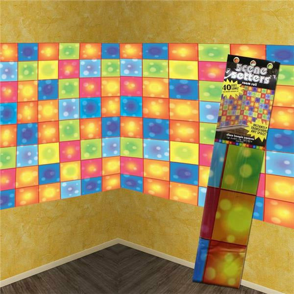 AMSCAN THEME DISCO BOOGIE SQUARES ROOM ROLL