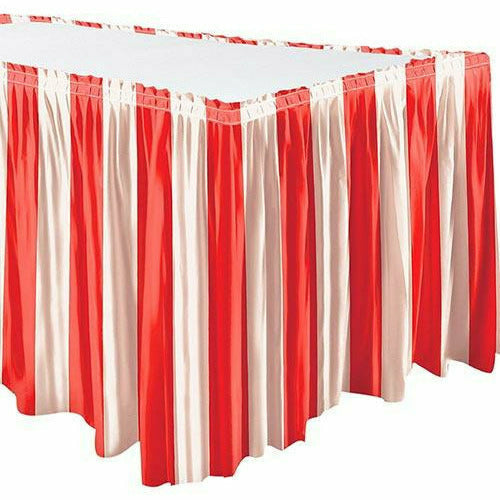 Amscan THEME Red & White Striped Carnival Table Skirt