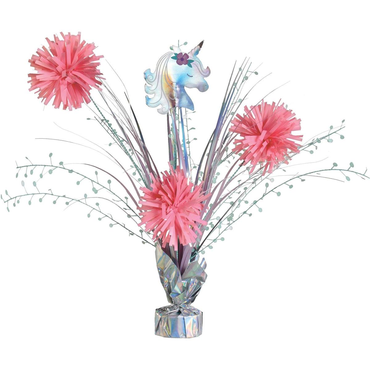 Amscan WEDDING Enchanted Unicorn Tinsel Burst Centerpiece