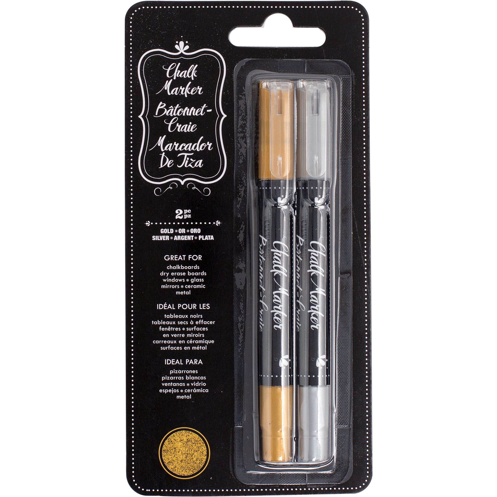 Amscan WEDDING Erasable Chalk Markers - Gold & Silver